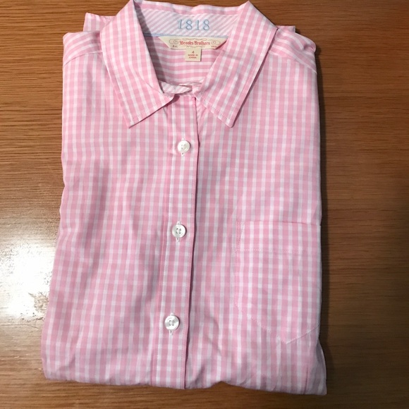 Brooks Brothers White Pink Plaid Short Sleeve - Picture 5 of 7